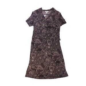 Dress Barn Women’s Two Piece Suit Dress and Jacket Brown Floral Scroll Size 12